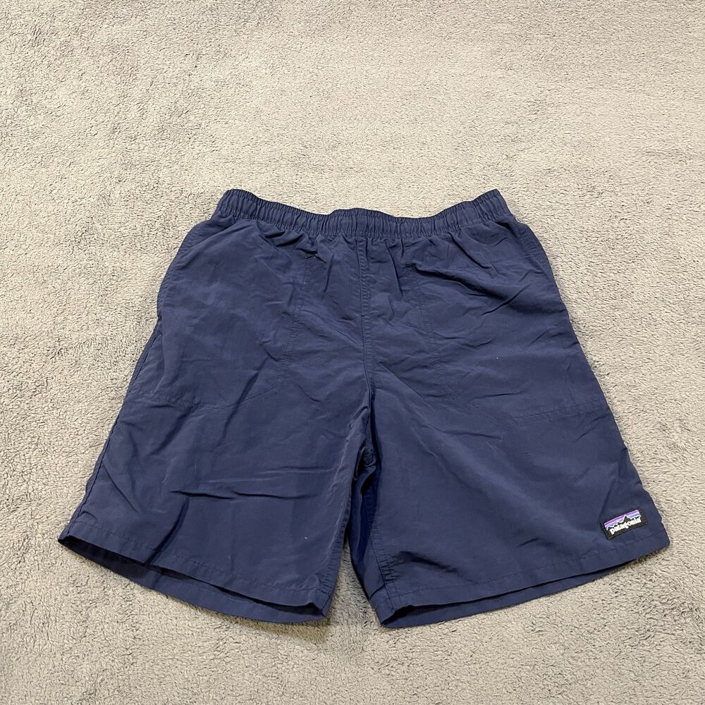 Patagonia Baggies Navy Blue Water Repellent Outdoor Hiking Shorts Kids Size XL